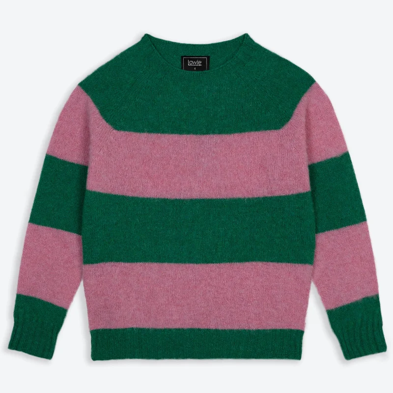 Brushed Stripe Pixie/Pink Jumper Elasticated Padded Insulated