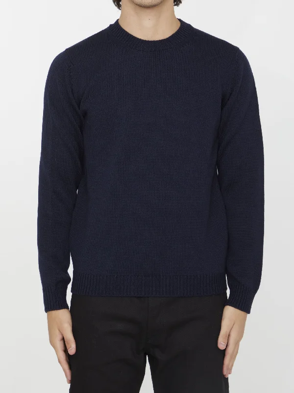 Merino Wool Jumper Welt Pockets Slit Pockets Flap Pockets