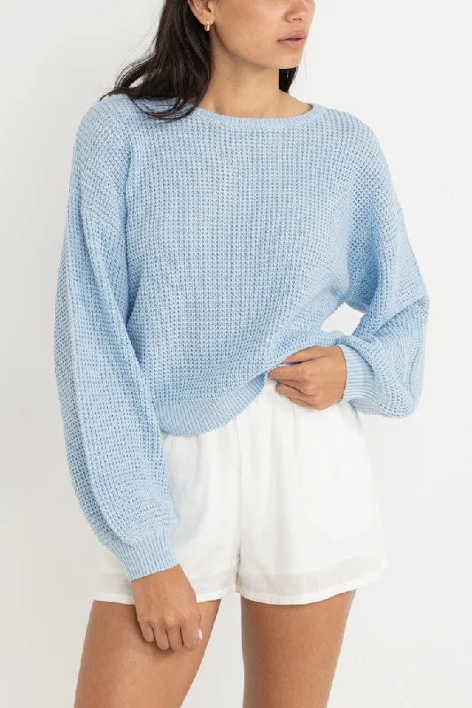Rhythm Classic Knit Jumper - BLUE Faux Fur Fabric Real Fur Fabric Shearling Fabric