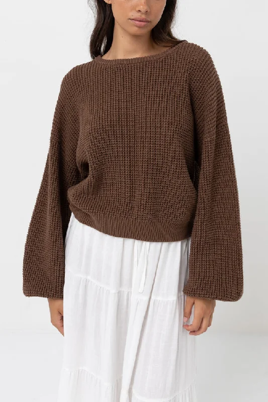 Rhythm Classic Knit Jumper - CHOCOLATE Chenille Fabric Brocade Fabric Lace Fabric