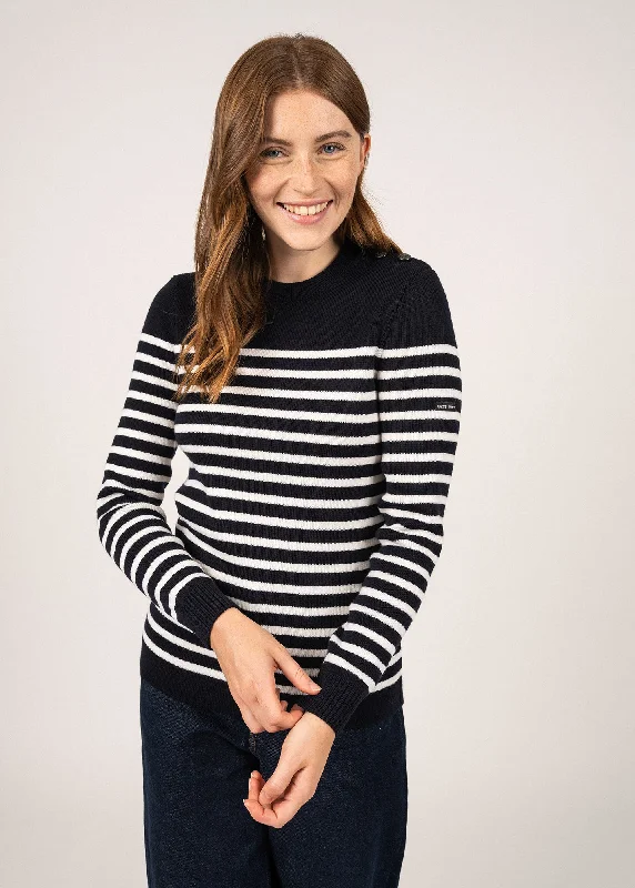 Rochefort striped sailor jumper - in wool (NAVY/ECUME) Wool Fabric Cashmere Fabric Tweed Fabric Rochefort striped sailor jumper - in wool (NAVY/ECUME) Wool Fabric Cashmere Fabric Tweed Fabric
