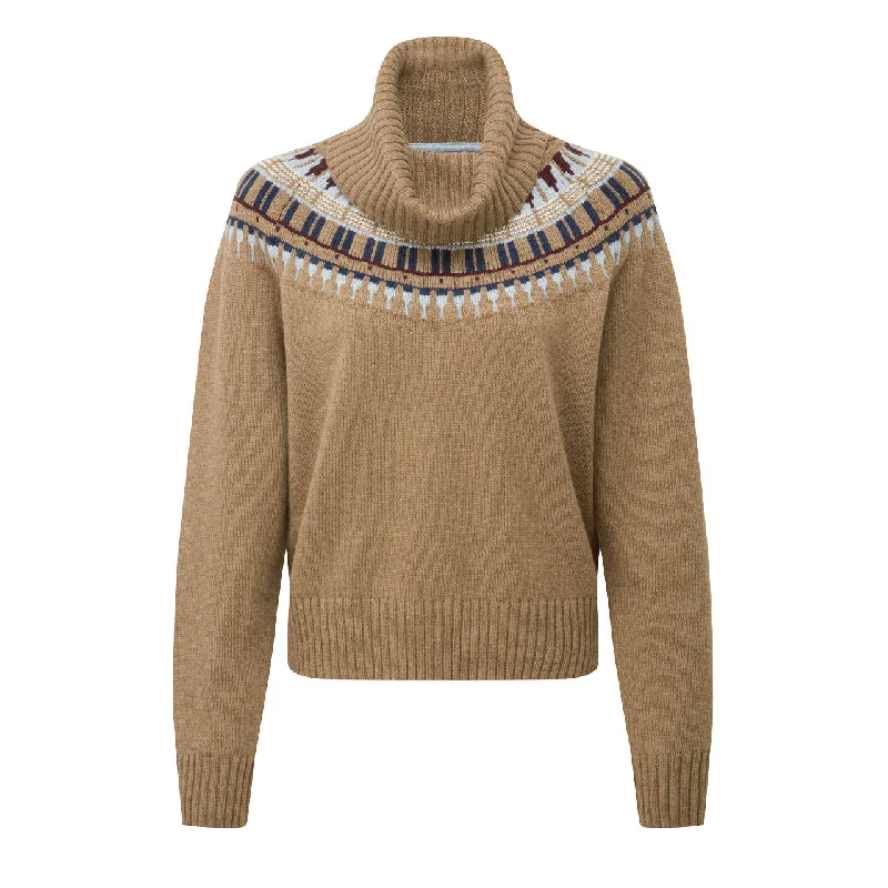 Schoffel Ladies Filey Fairisle Roll Neck Jumper Sequined Glittery Shiny