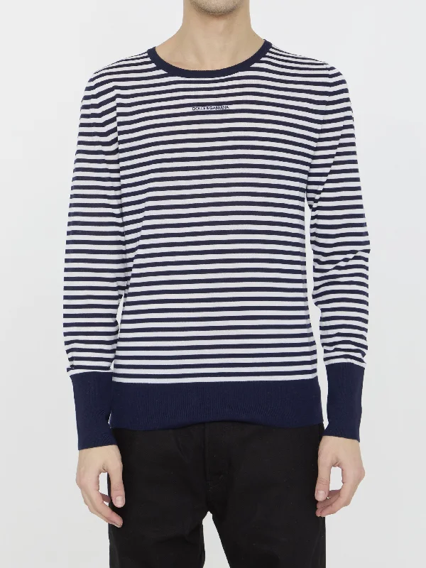 Striped Jumper Beaded Sweater Sequined Faux Fur