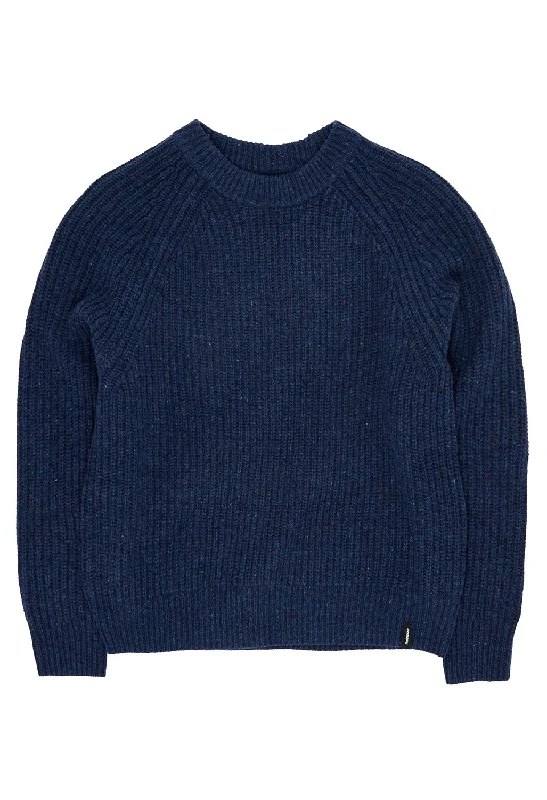 Finisterre Women's Mora Jumper - Navy Turtle Neck Boat Neck Asymmetrical Neck