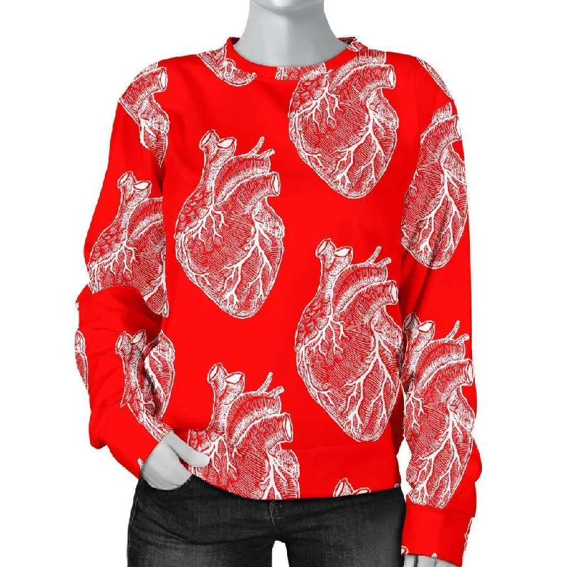 Anatomy Print Pattern Women's Sweatshirt Hoodie with Hidden Zipper Minimalist Clean