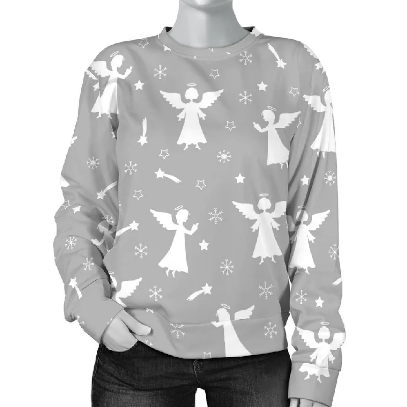 Angel Print Pattern Women's Sweatshirt Hoodie with Illustration Artistic Creative