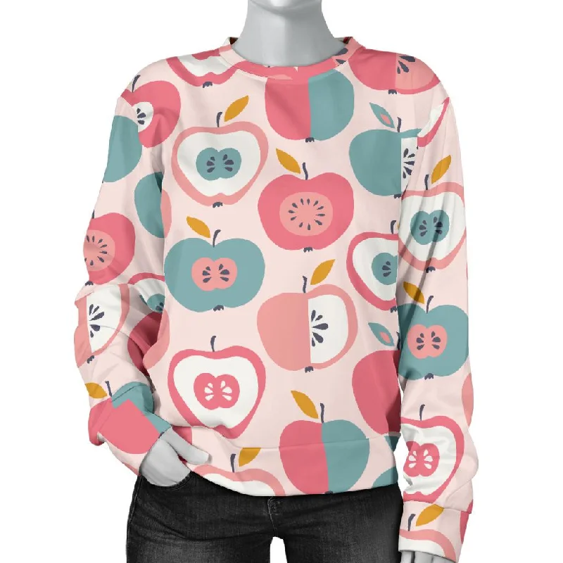 Apple Pattern Print Women's Sweatshirt Hoodie with Pocket Utility Practical