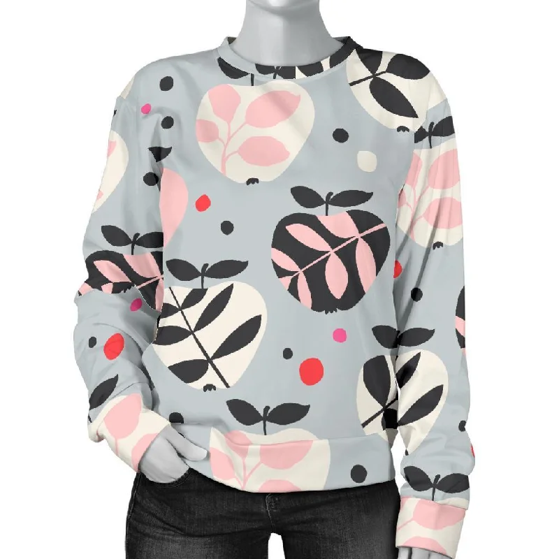 Apple Print Pattern Women's Sweatshirt Zip Hoodie Drawstring Kangaroo Pocket