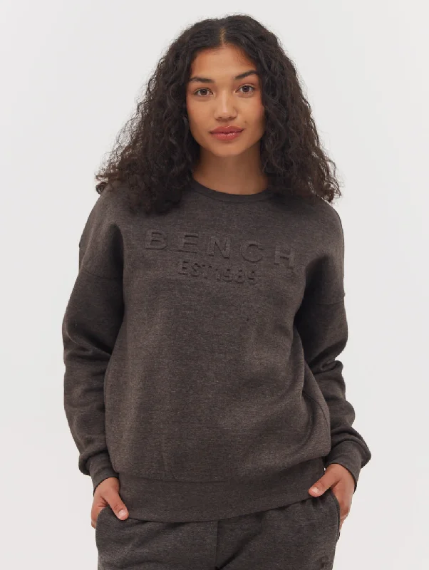 Avyanna Deboss Logo Crew Neck Sweatshirt Hoodie with Print Artistic Unique