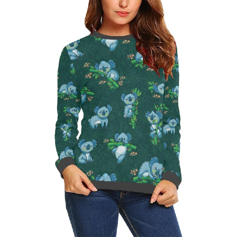 Bamboo Koala Pattern Print Women's Sweatshirt Hoodie with Strings Custom Fit Adjustable