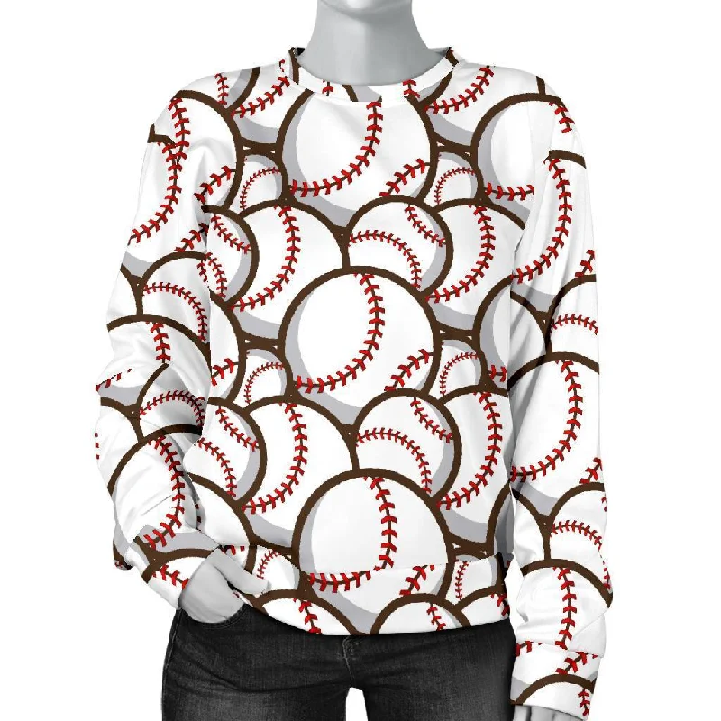 Baseball Print Pattern Women's Sweatshirt Hoodie with Gradient Ombre Colorful