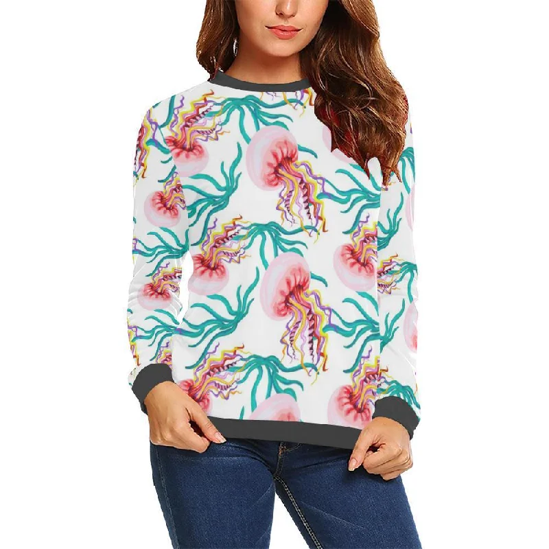 Cartoon Jellyfish Pattern Print Women's Sweatshirt Graphic Hoodie Design Print