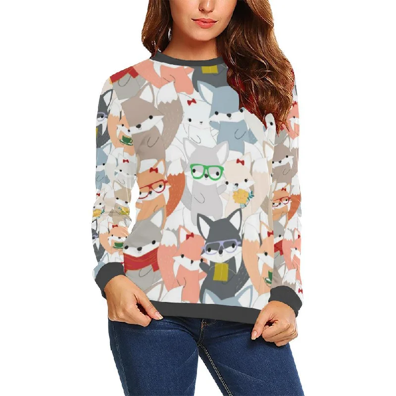 Colorul Fox Pattern Print Women's Sweatshirt Hoodie with Cuffed Sleeves Snug Secure