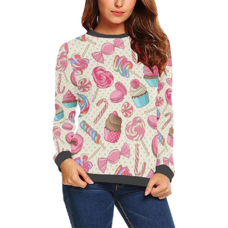Cupcake Dessert Pattern Print Women's Sweatshirt Hoodie with Pocket Utility Practical Cupcake Dessert Pattern Print Women's Sweatshirt Hoodie with Pocket Utility Practical