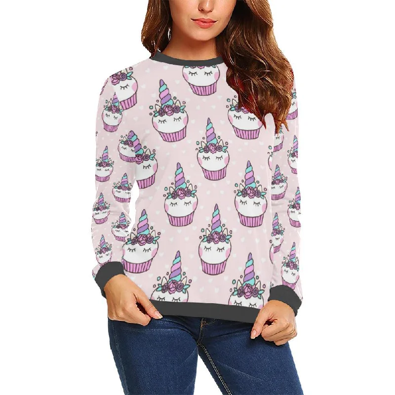 Cupcake Unicorn Pattern Print Women's Sweatshirt Hoodie with Magnetic Closure Innovative Modern Cupcake Unicorn Pattern Print Women's Sweatshirt Hoodie with Magnetic Closure Innovative Modern