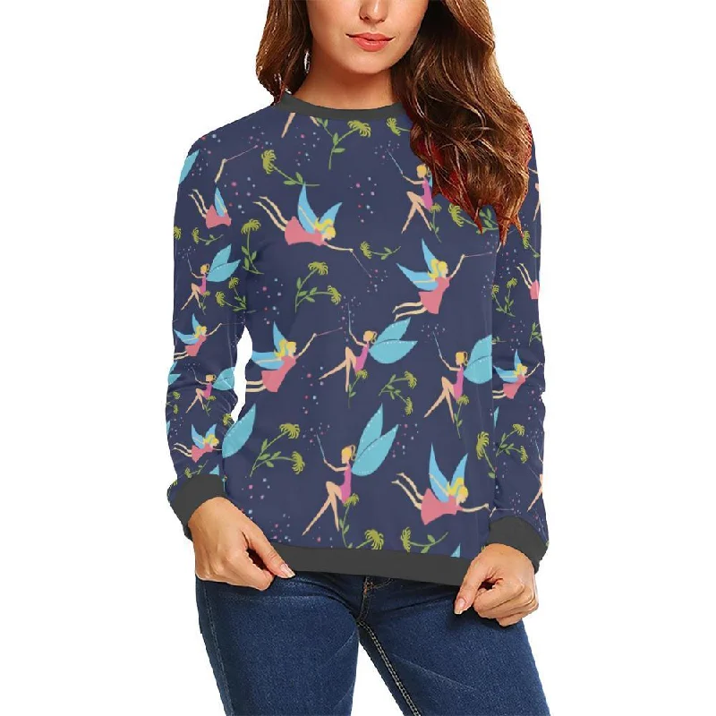 Fairy Pattern Print Women's Sweatshirt Hoodie with Button Classic Timeless