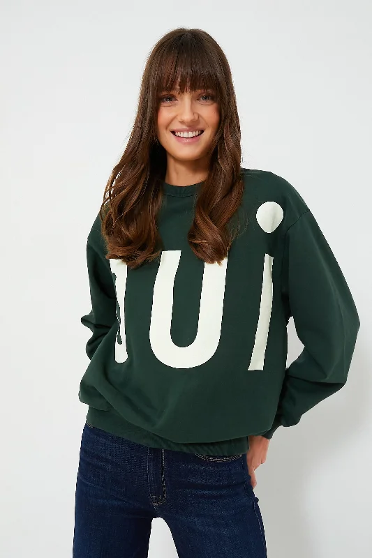 Forest Oversized Oui Sweatshirt Hoodie with Drawstring Waist Adjustable Fitted