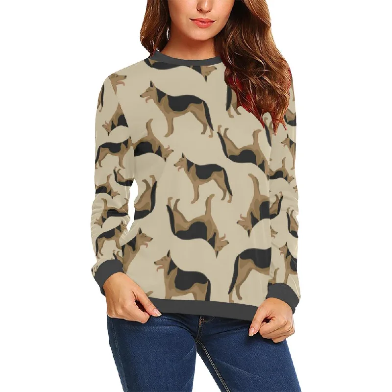 German Shepherd Pattern Print Women's Sweatshirt Hoodie with Sequins Glamorous Eye-catching German Shepherd Pattern Print Women's Sweatshirt Hoodie with Sequins Glamorous Eye-catching