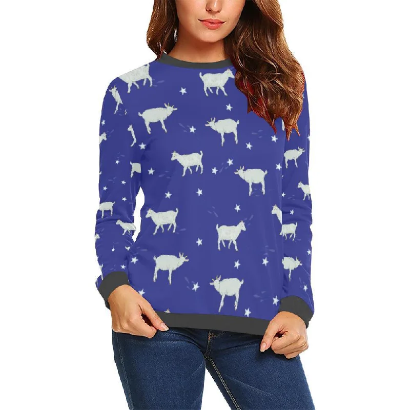 Goat Sheep Pattern Print Women's Sweatshirt Hoodie with Ribbed Neckline Snug Warm