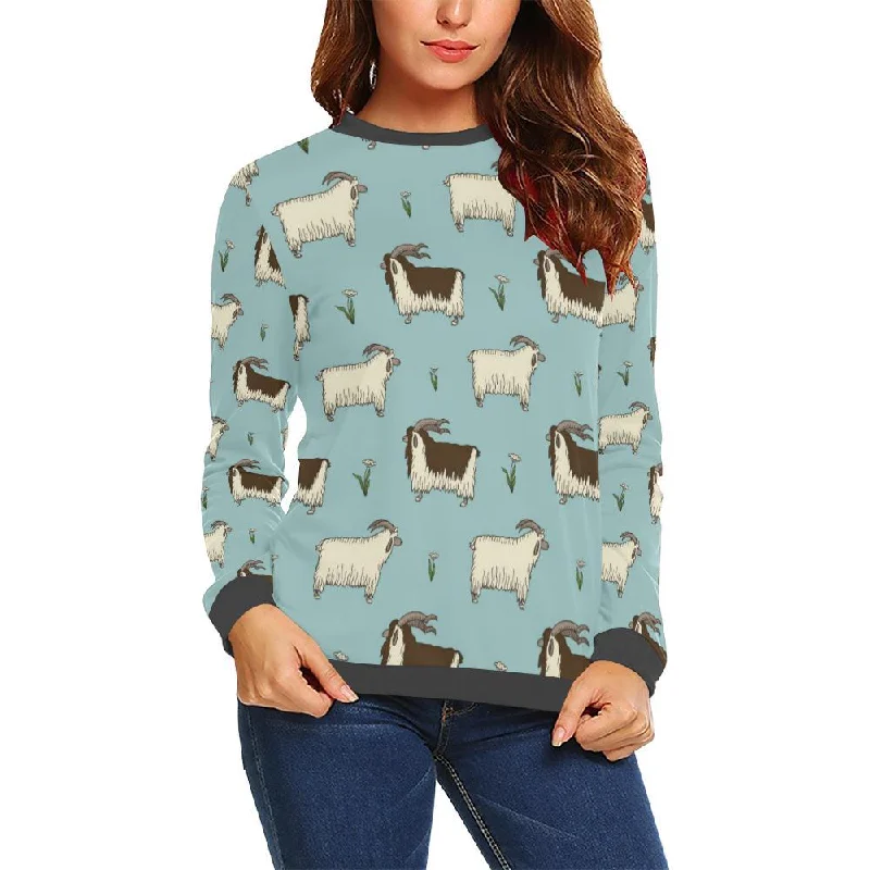 Goat Sheep Print Pattern Women's Sweatshirt Hoodie with Cuffed Sleeves Snug Secure