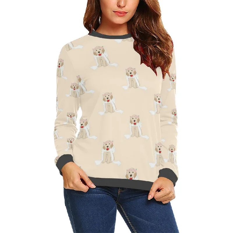 Golden Retriever Pattern Print Women's Sweatshirt Hoodie with Pastel Soft Subtle