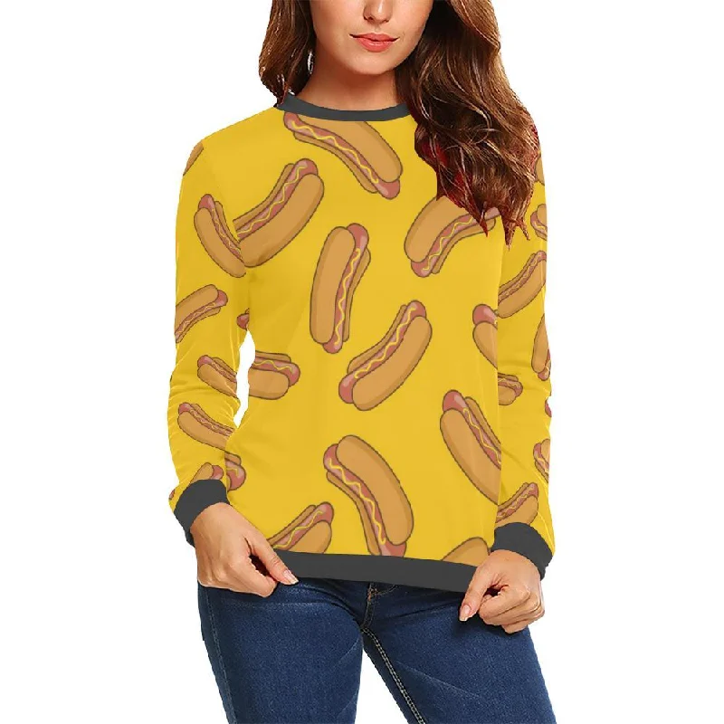 Hot Dog Pattern Print women's Sweatshirt Hoodie with Color Block Contrast Stylish