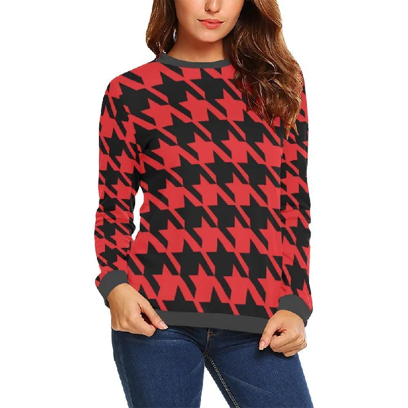 Houndstooth Pattern Print Women's Sweatshirt Graphic Hoodie Design Print