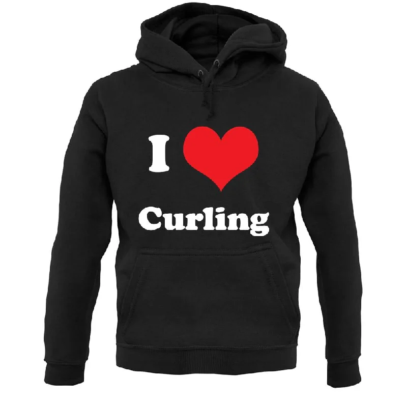I Love Curling Unisex Hoodie Hoodie with High Neck Warm Protective