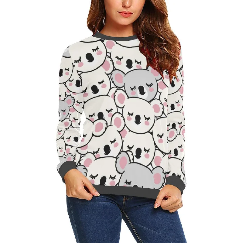 Koala Print Pattern Women's Sweatshirt Hoodie with Thumb Holes Functional Cozy