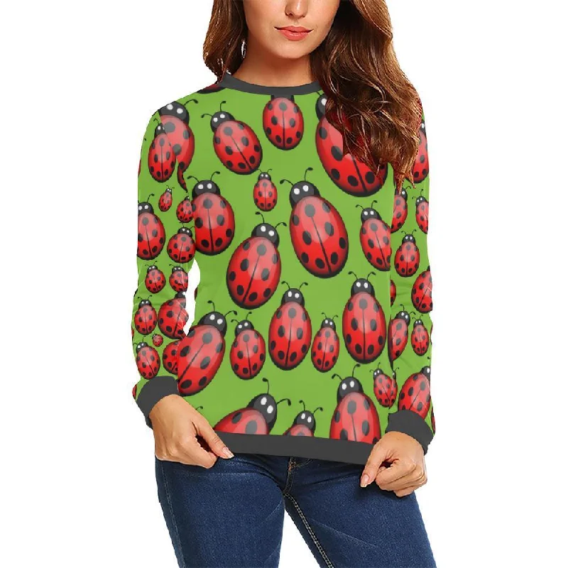 Ladybug Print Pattern Women's Sweatshirt Hoodie with Mesh Breathable Sporty
