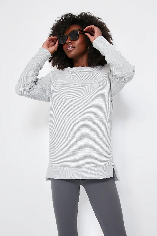 Light Grey Marl Manning Sweatshirt Hoodie with Raw Hem Edgy Unfinished