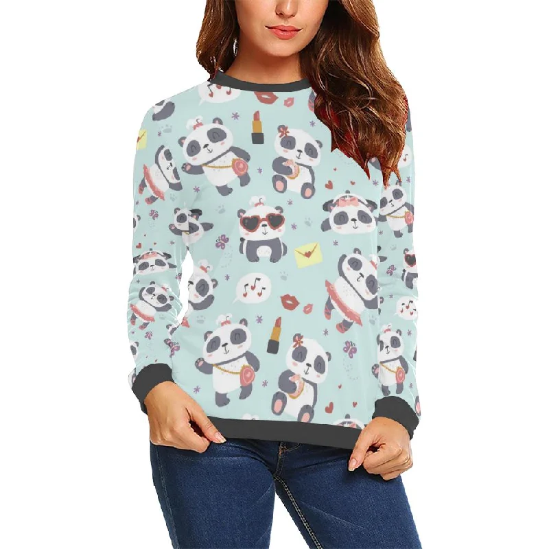 Lips Panda Pattern Print Women's Sweatshirt Hoodie with Hood Adjustable Protection