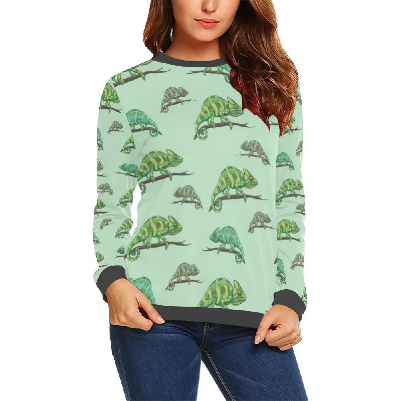 Lizard Print Pattern Women's Sweatshirt Hoodie with Ribbed Neckline Snug Warm