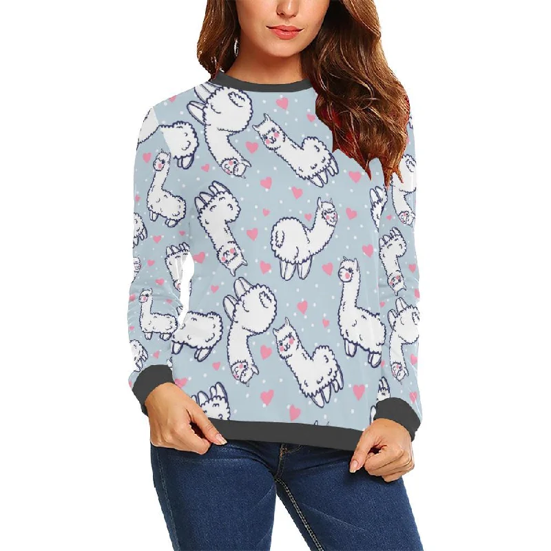 Llama Pattern Print Women's Sweatshirt Hoodie with Illustration Artistic Creative