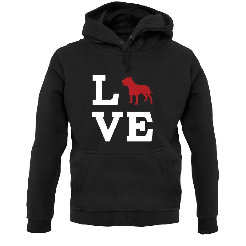 Love Pitbull Dog Silhouette Unisex Hoodie Hoodie with Hem Detail Decorative Unique