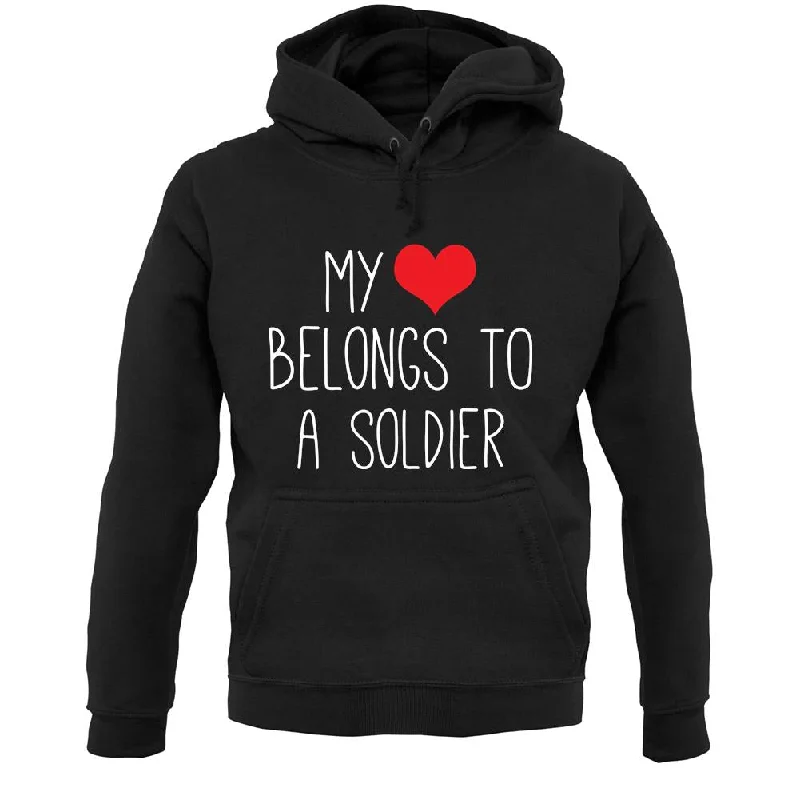 My Heart Belongs To A Soldier Unisex Hoodie Hoodie with Snap Buttons Easy Quick