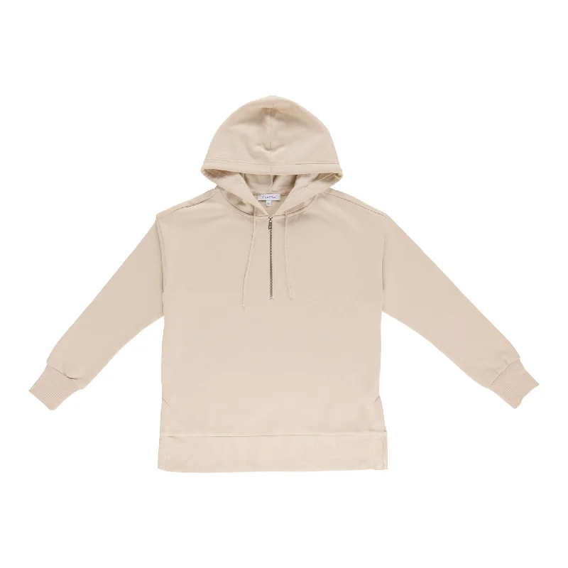 mySTYLE Women's 1/4 Zip Hooded Tunic Hoodie with Slit Hem Functional Movement
