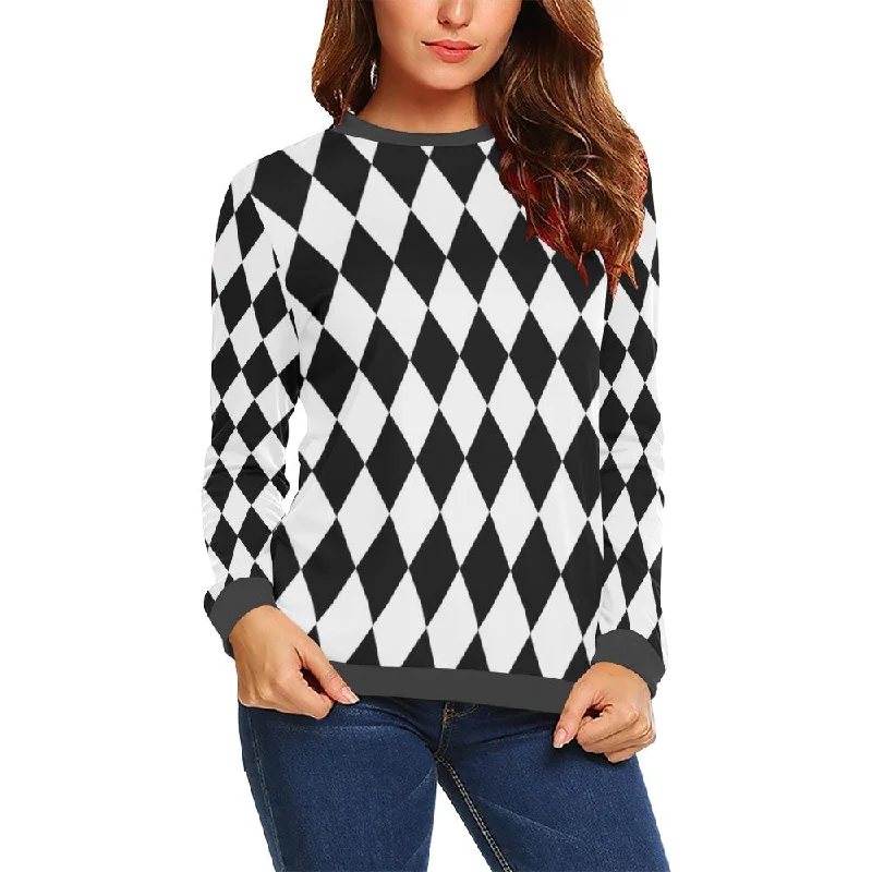 Pattern Print Harlequin Women's Sweatshirt Hoodie with Hem Detail Decorative Unique