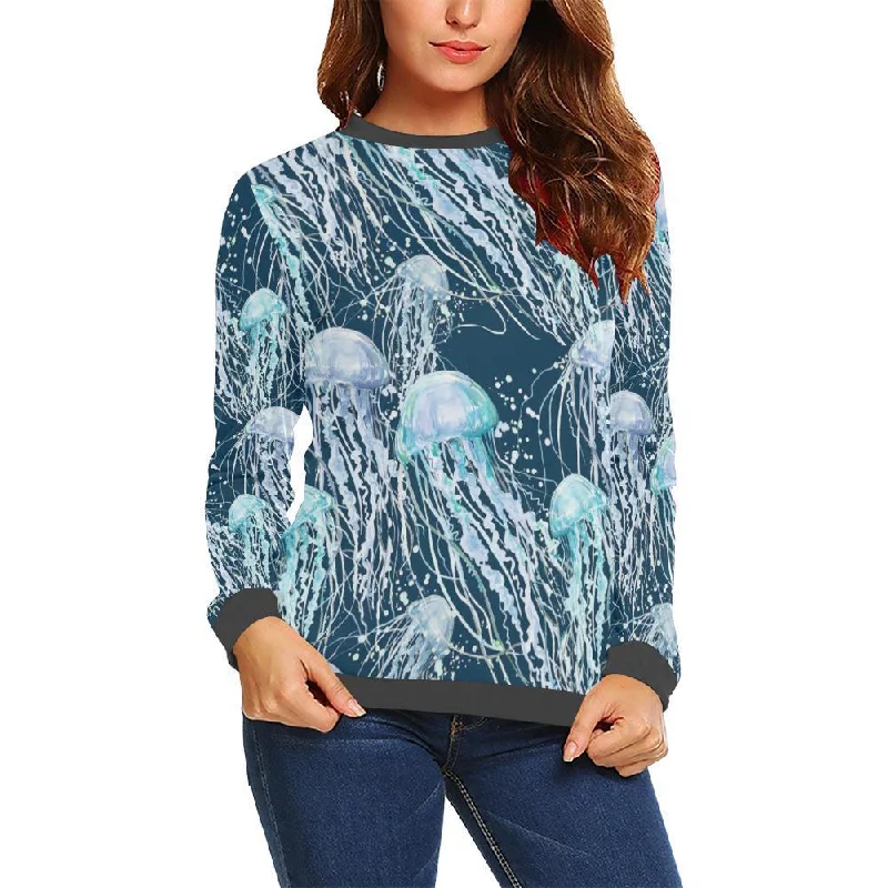 Pattern Print Jellyfish Women's Sweatshirt Hoodie with Bell Sleeves Flared Feminine