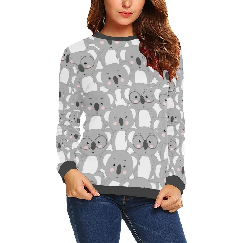 Pattern Print Koala Women's Sweatshirt Cotton Hoodie Fleece Lining Warmth