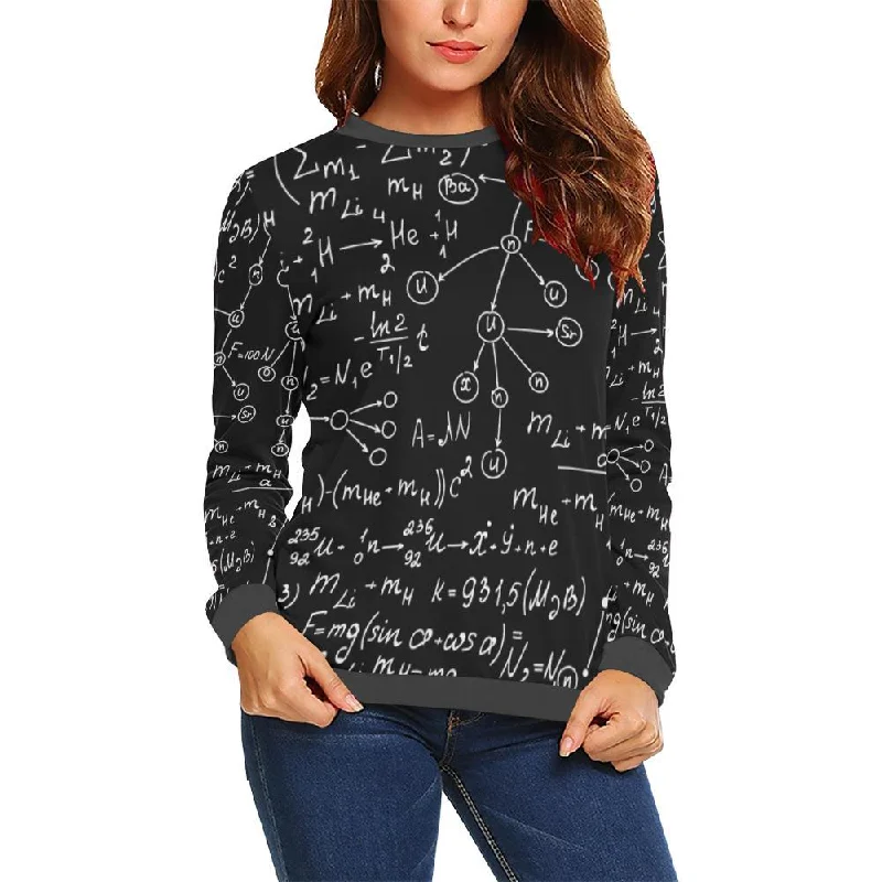 Pattern Print Math Women's Sweatshirt Hoodie with Fur Luxurious Winter