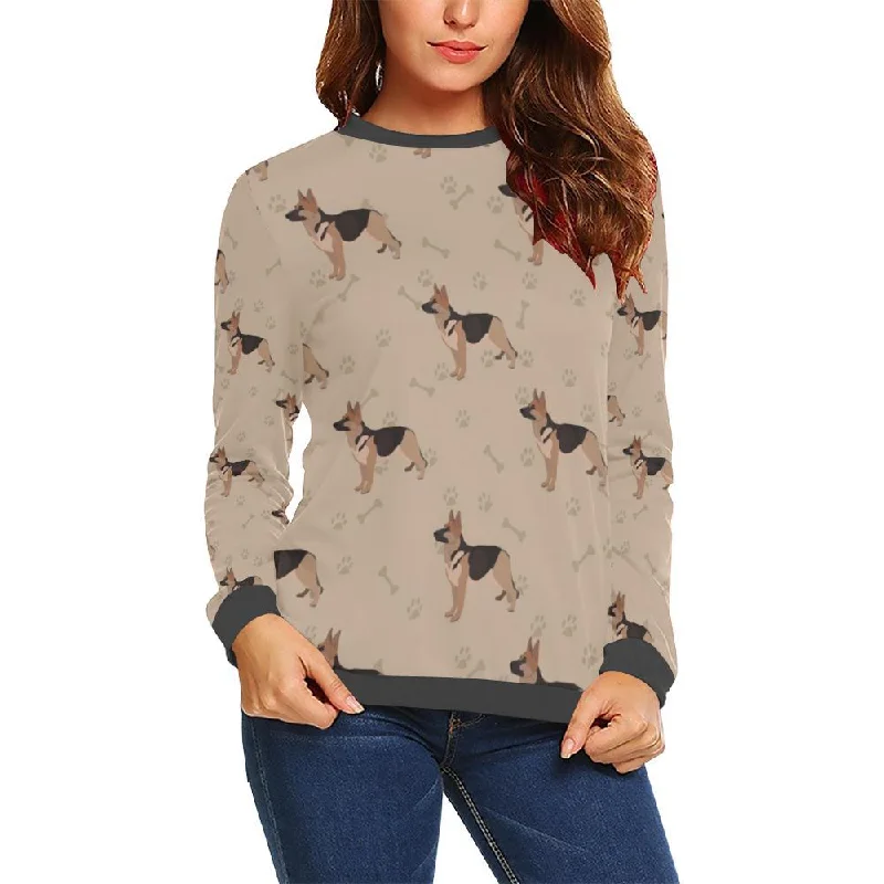 Paw German Shepherd Pattern Print Women's Sweatshirt Hoodie with Thumb Holes Functional Cozy