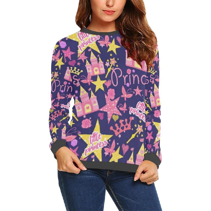 Princess Fairy Pattern Print Women's Sweatshirt Hoodie with Hem Drawcord Adjustable Customizable Princess Fairy Pattern Print Women's Sweatshirt Hoodie with Hem Drawcord Adjustable Customizable