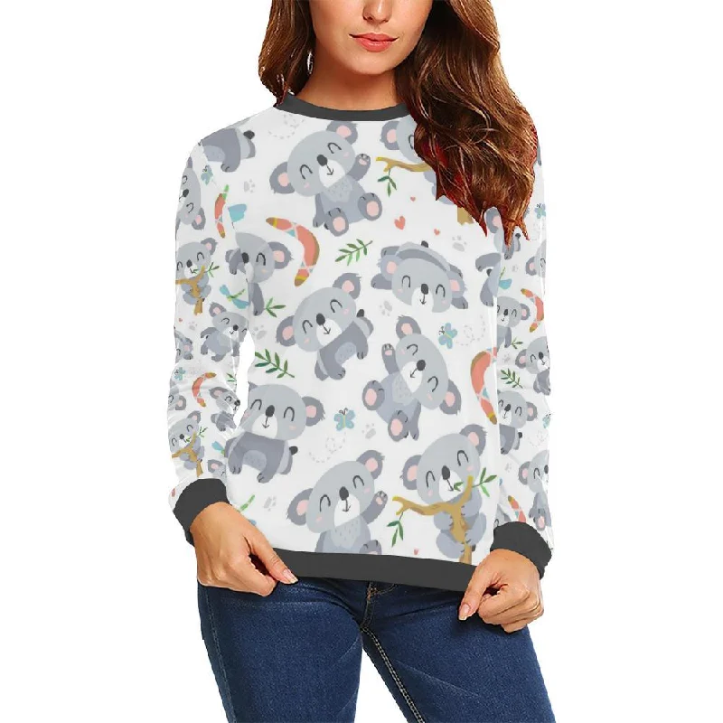 Print Pattern Koala Women's Sweatshirt Hoodie Crop Top Short Trendy