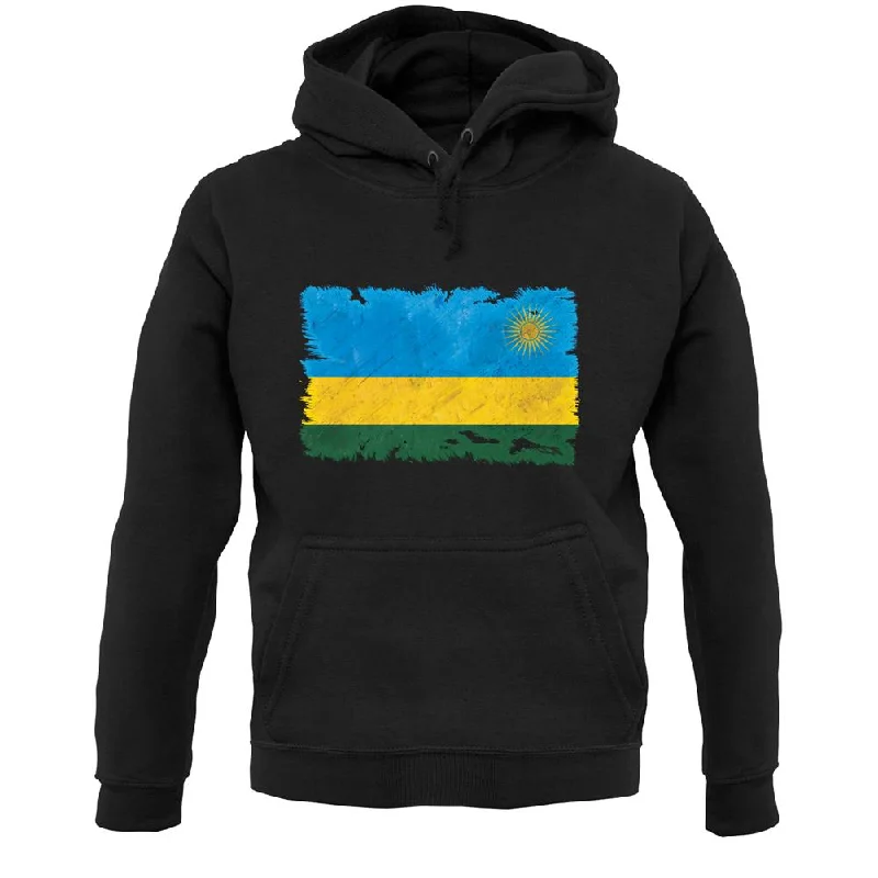 Rwanda Grunge Style Flag Unisex Hoodie Hoodie with High Neck Warm Protective