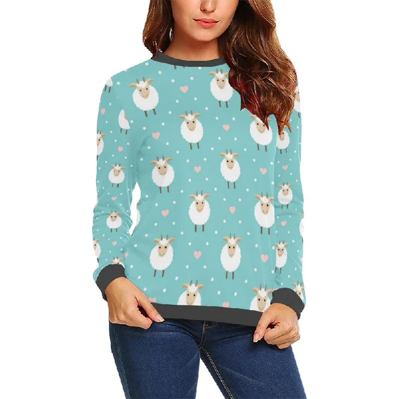 Sheep Goat Pattern Print Women's Sweatshirt Hoodie with Slim Fit Tailored Modern