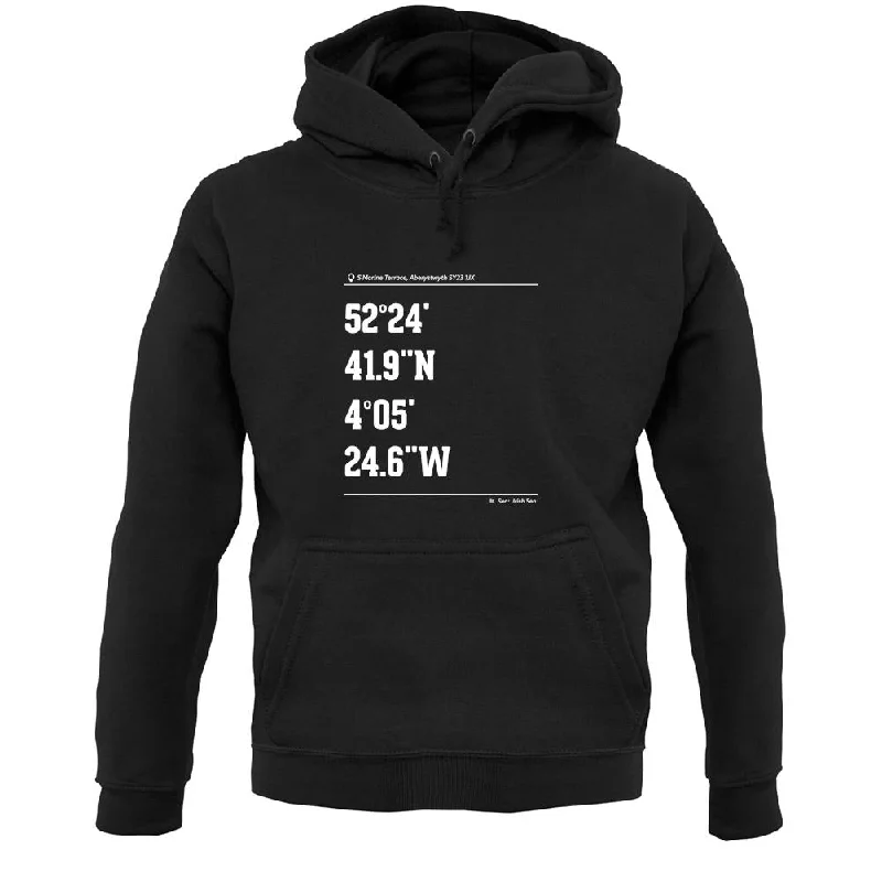 Surfing Coordinates Aberystwyth Unisex Hoodie Hoodie with Hem Applique Textured Unique Surfing Coordinates Aberystwyth Unisex Hoodie Hoodie with Hem Applique Textured Unique