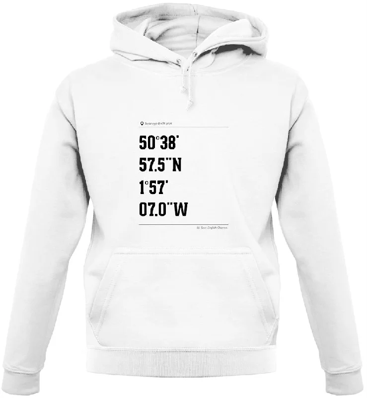 Surfing Coordinates Studland Bay Unisex Hoodie Hoodie with Lining Warm Insulated