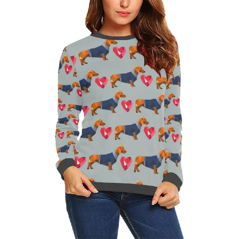 Wiener Dog Dachshund Pattern Print Women's Sweatshirt Hoodie with Metallic Shiny Futuristic Wiener Dog Dachshund Pattern Print Women's Sweatshirt Hoodie with Metallic Shiny Futuristic