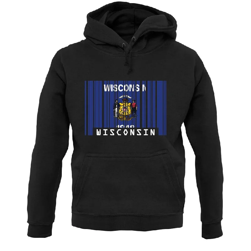 Wisconsin Barcode Style Flag Unisex Hoodie Hoodie with Tie-Dye Psychedelic Retro